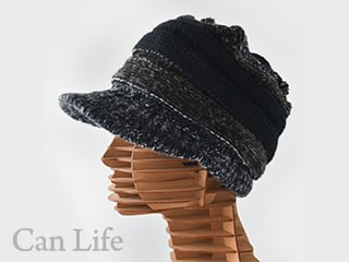 暖かいつば付きニット帽子 グラデーション