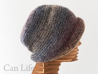冬用帽子 脱毛ケア帽子／花飾り付き ふんわりニット帽子　ミックス