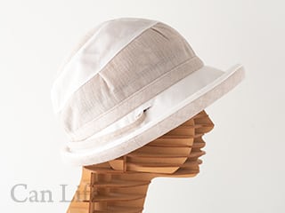 抗がん剤治療中のお出かけ帽子、夏用帽子 UVケア／楽々うしろゴム・落下防止クリップ付き帽子（ベージュ）