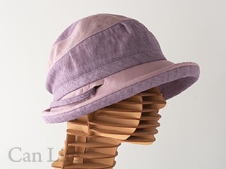 抗がん剤治療中のお出かけ帽子、夏用帽子 UVケア／楽々うしろゴム・落下防止クリップ付き帽子（パープル）