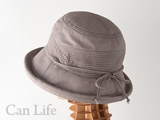 抗がん剤治療中のお出かけ帽子、夏用帽子 UVケア／シンプルリボンがかわいいブルトンハット帽子（ライトブラウン）