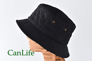 冬用帽子抗がん剤治療中のお出かけ帽子／キルティングハット　ブラック